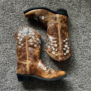 Shyanne Brown Floral Embroidered Heeled Boots